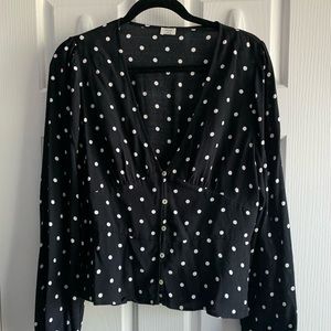 Aritzia Wilfred polka dot blouse